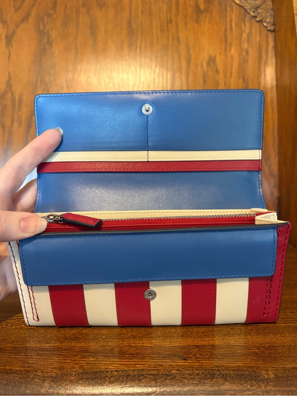 NWT-Radley London-Large Flap Over Wallet-Fireworks & Stripes-Cobalt-$148 - Picture 10 of 16